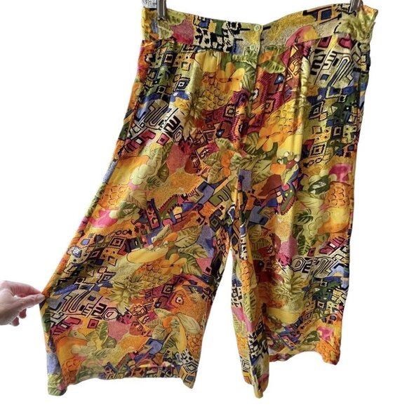 VTG 80s Cotton Castle Two Piece Gaucho Pants Short Sleeve Button Top Women’s L - Picture 5 of 16